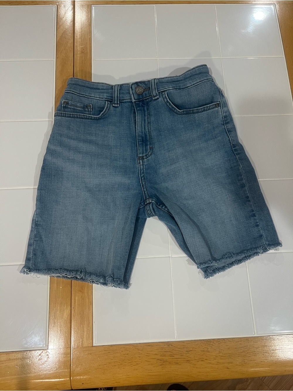 Lee Medium Blue Denim Cutoff Shorts